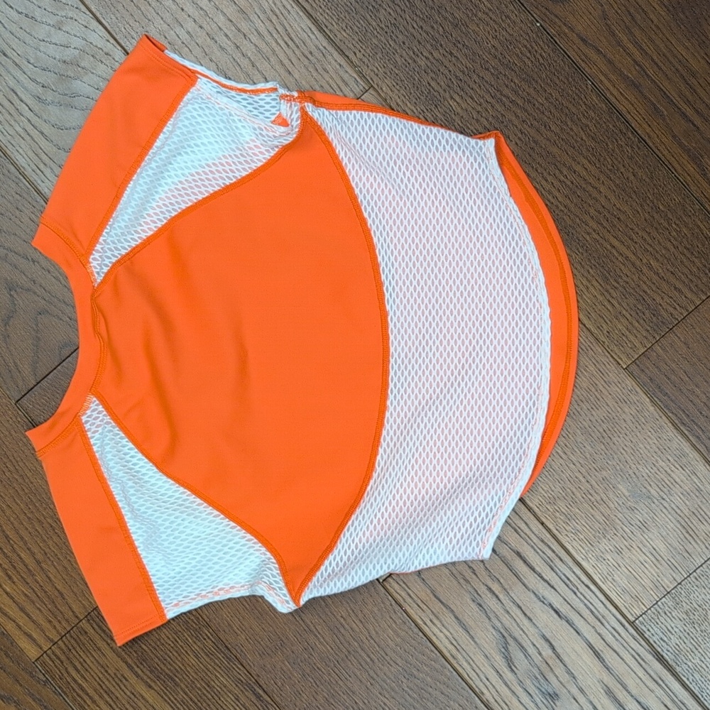 FP Movement - Cropped Mesh Orange And White Athletic Top - Picture 3 of 4